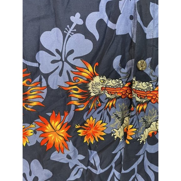 Hilo Hattie Dragons Hawaiian Shirt Mens Large Serpents Flowers Tropical - Picture 8 of 9
